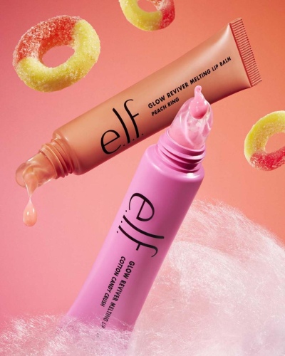 e.l.f. Cosmetics - Glow Reviver Melting Lip Balm - Cotton Candy Crush (83398) & Peach Ring (83397)